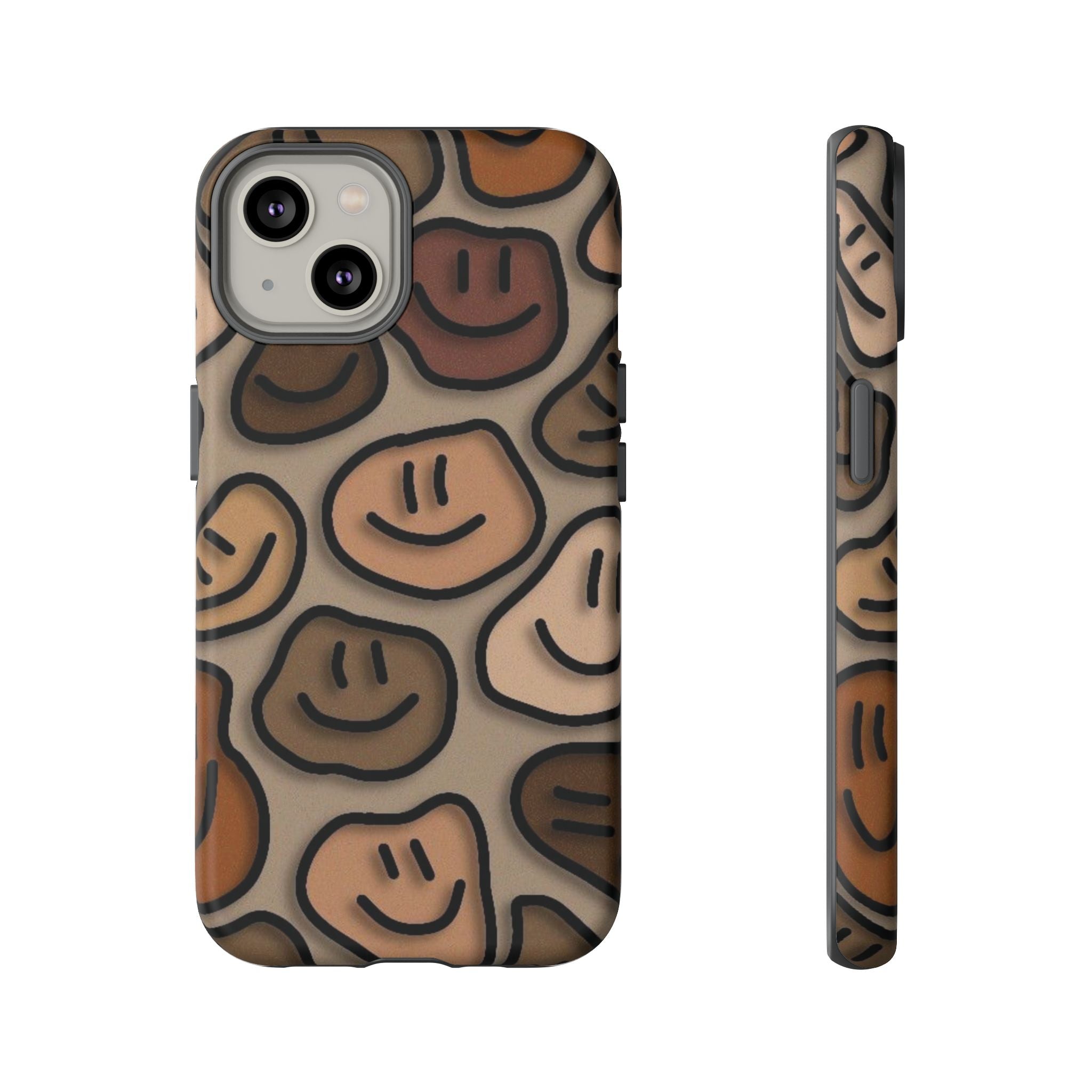 Smiley Faces iPhone Case — Neutral Brown Diverse Smiles Protective Cover