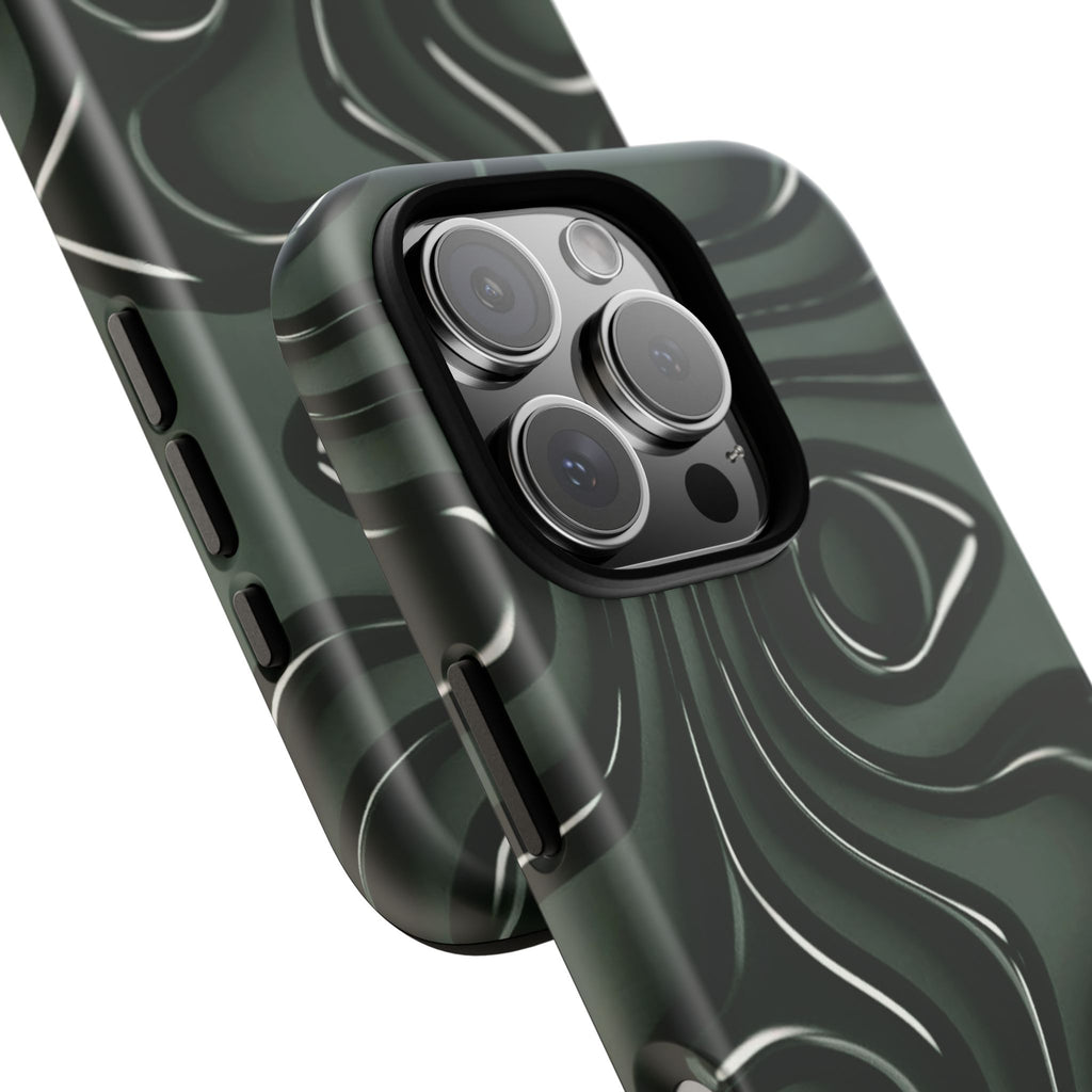 Dark Green Abstract Swirl Tough Phone Case