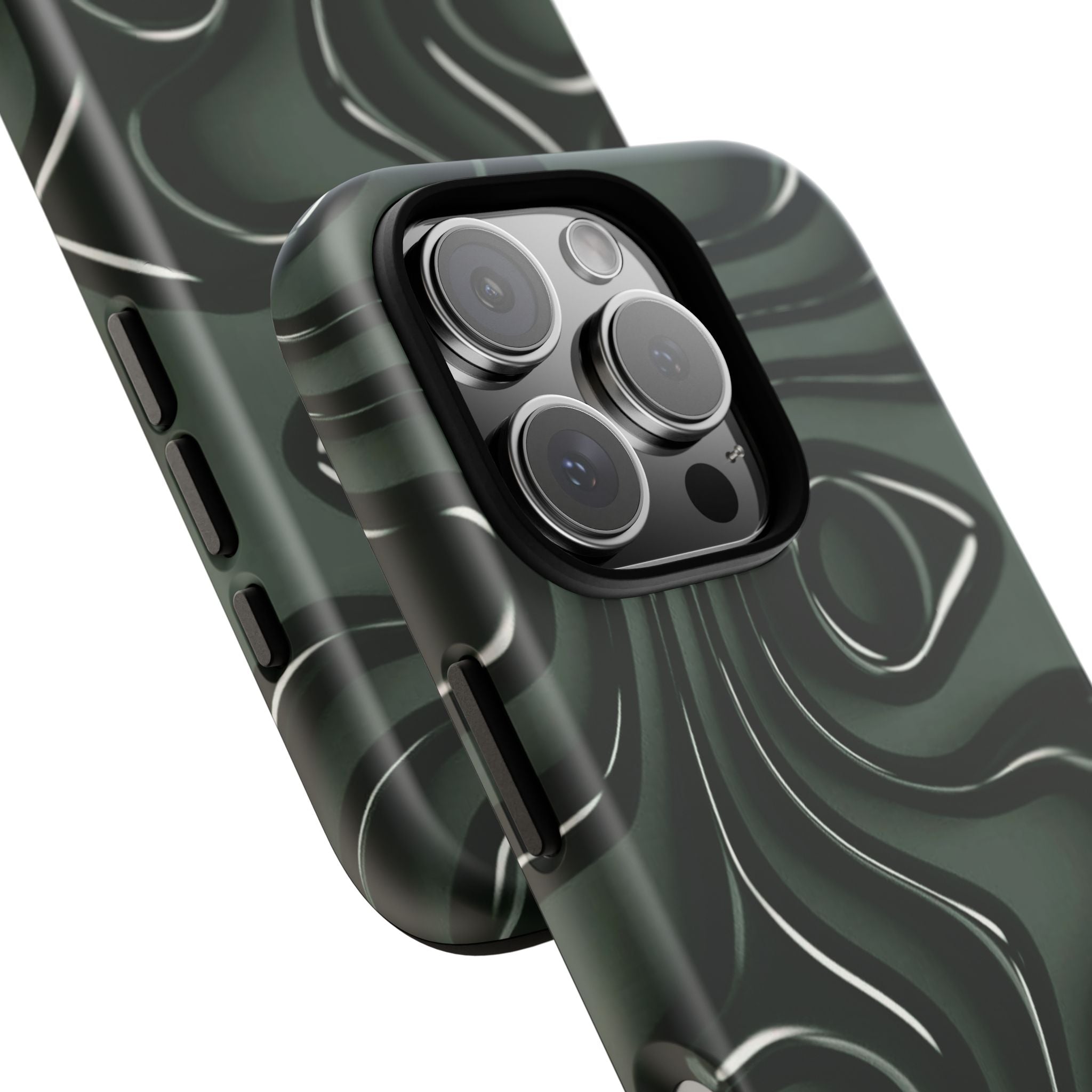 Dark Green Abstract Swirl Tough Phone Case