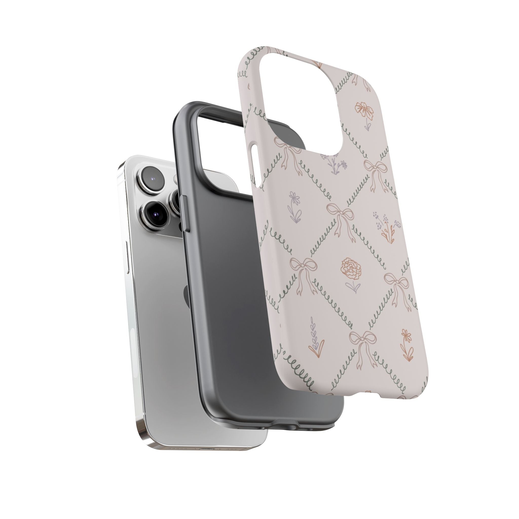 Floral Bow Pattern Tough iPhone Case