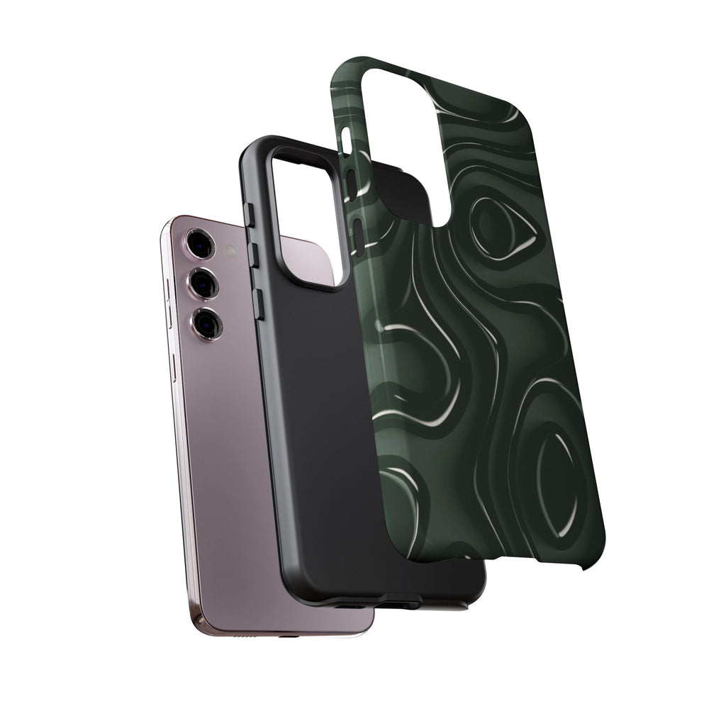 Dark Green Abstract Swirl Tough Phone Case