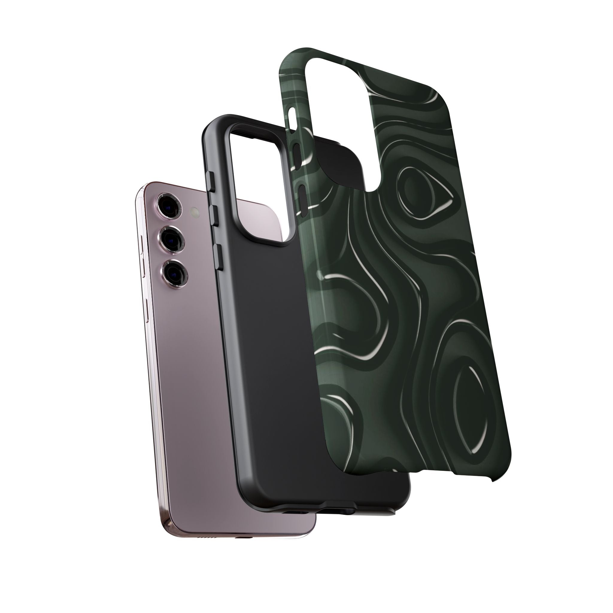 Dark Green Abstract Swirl Tough Phone Case