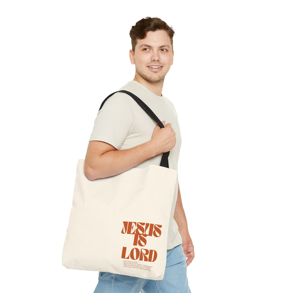 "Jesus Is Lord" Tote Bag — Faith-Based Christian Quote Everyday Tote