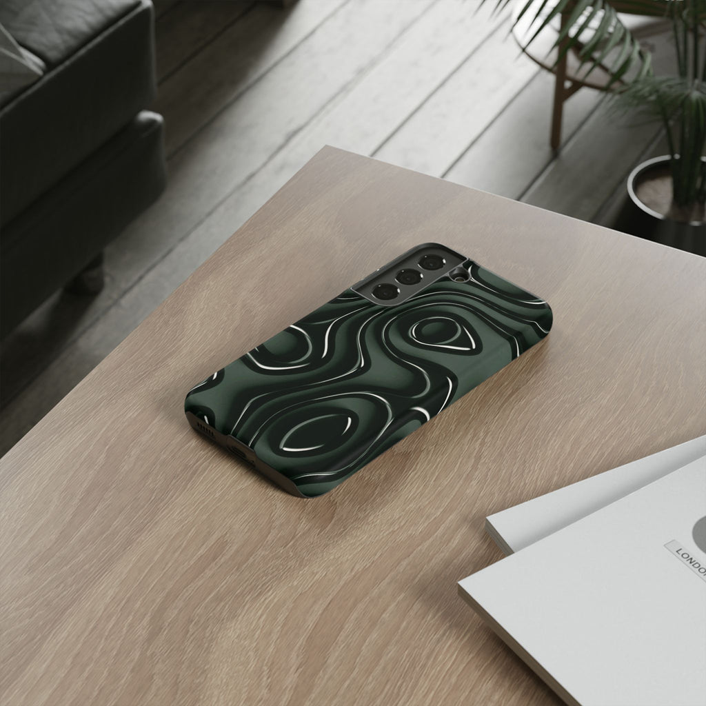 Dark Green Abstract Swirl Tough Phone Case