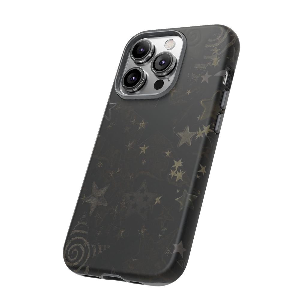 Black Starry iPhone Case – Protective Tough Case with Subtle Galaxy Pattern