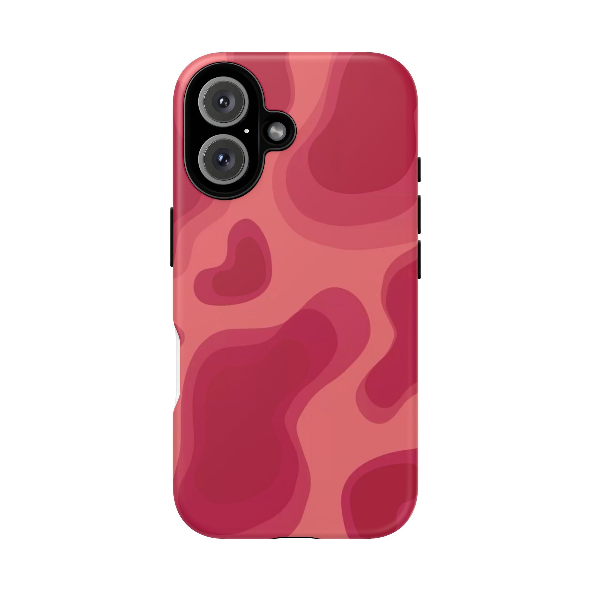 Red Pink Camo iPhone Case — Abstract Heart Pattern Tough Protective Cover