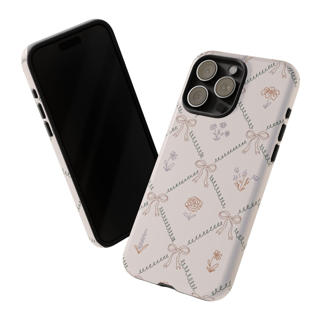Floral Bow Pattern Tough iPhone Case