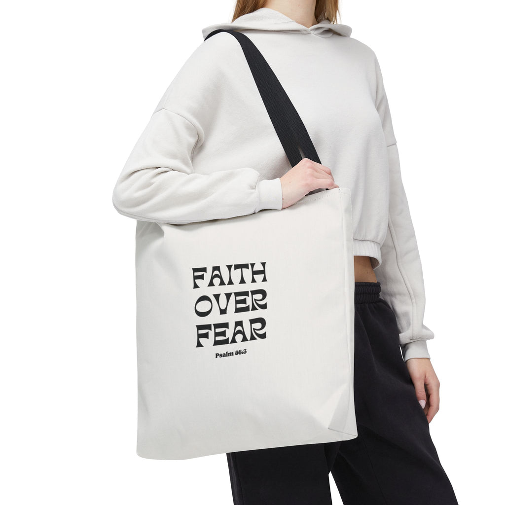 Faith Over Fear Tote Bag — Christian Inspirational Scripture Bag (Psalm 56:3)