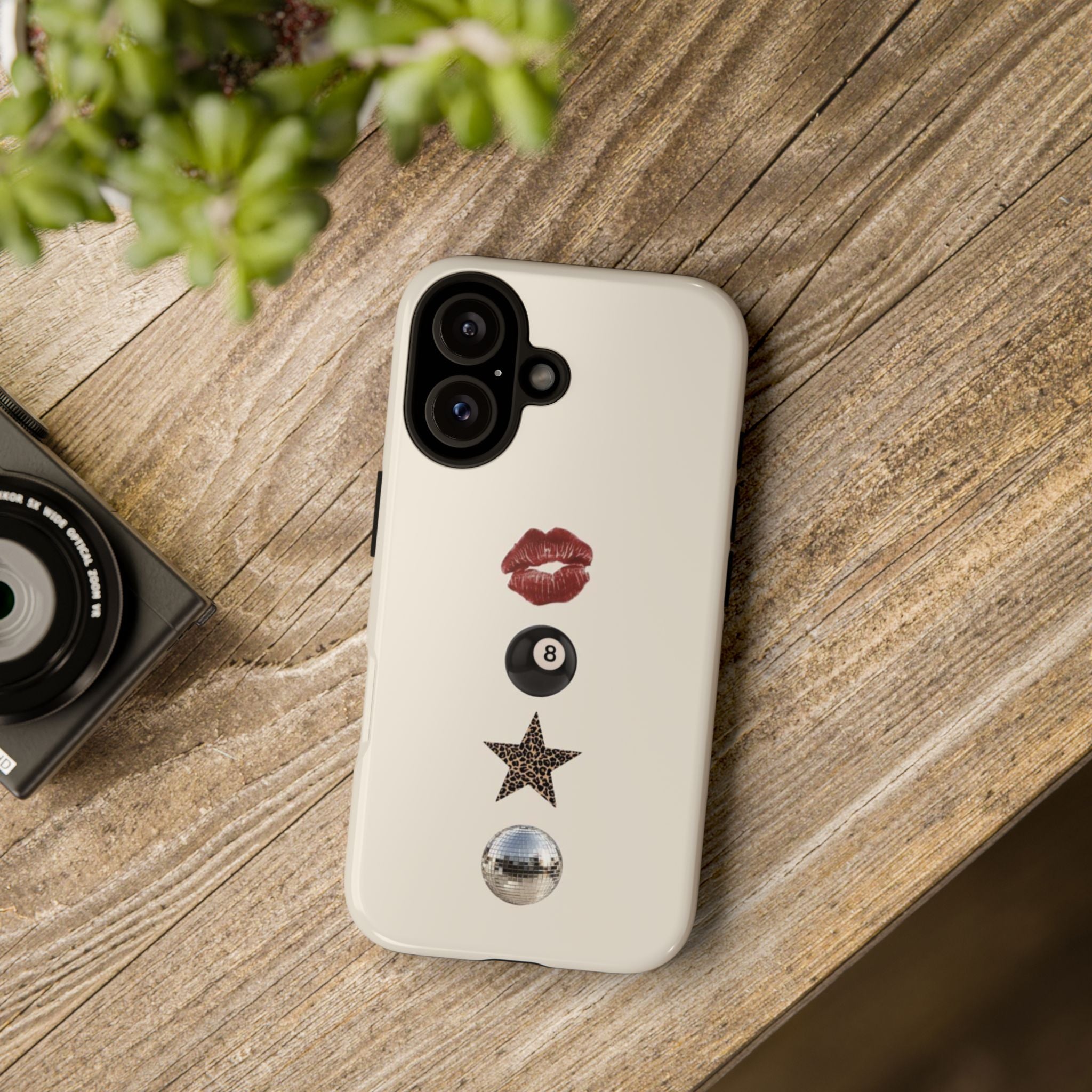 Kiss 8-Ball Star iPhone Case – Trendy Minimalist Protective Cover