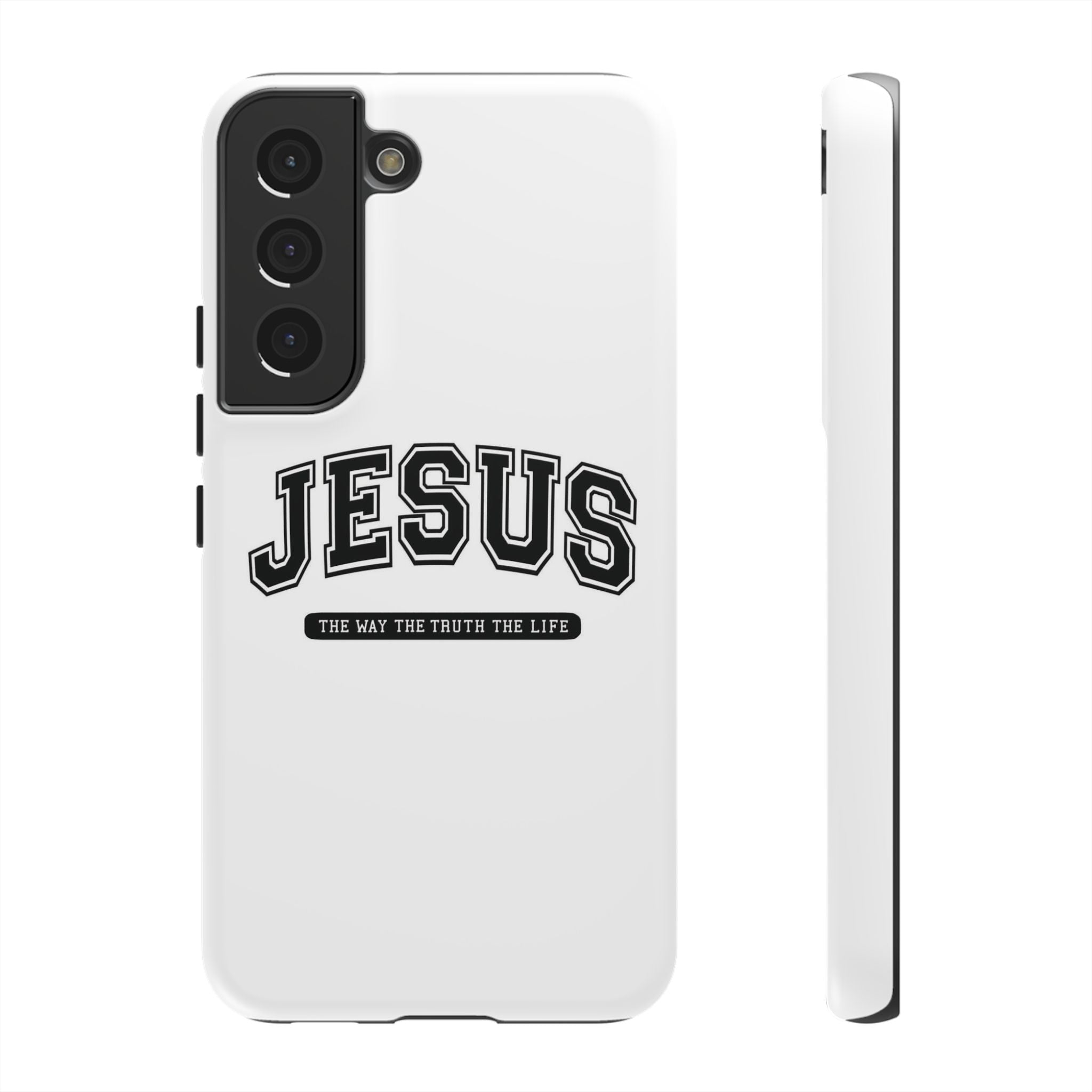 Jesus varsity phone case — 'Jesus: The Way The Truth The Life' tough protective cover