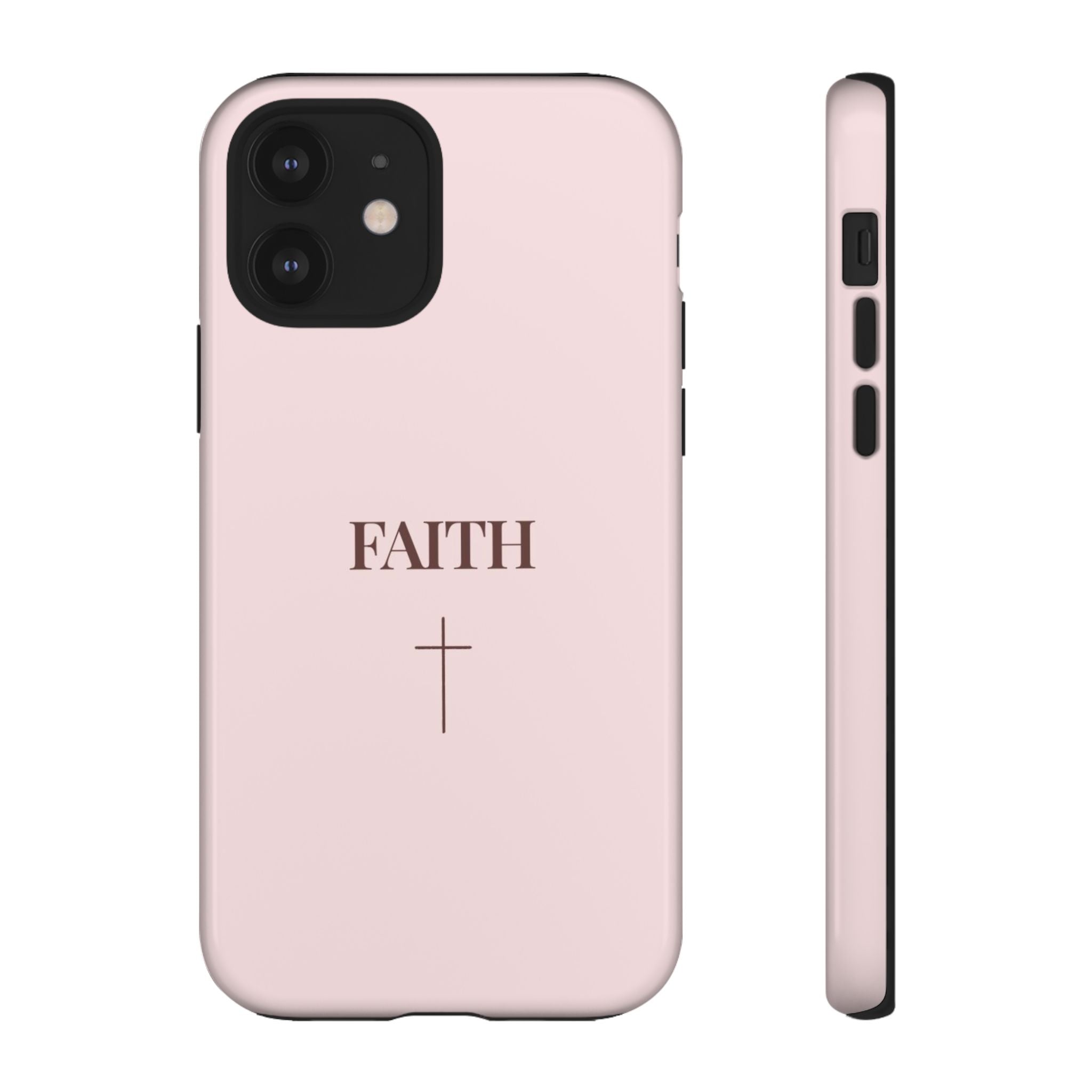 Faith Cross Tough Phone Case — Minimal Pink Christian iPhone Cover
