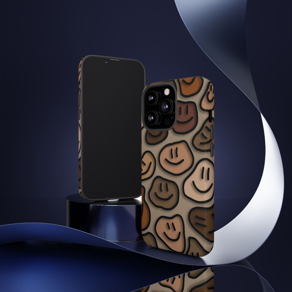 Smiley Faces iPhone Case — Neutral Brown Diverse Smiles Protective Cover