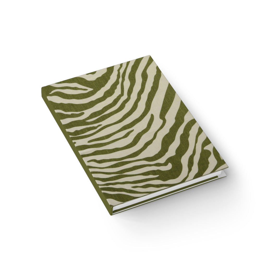 Olive Zebra Print Ruled Hardcover Journal — Lined Notebook for Notes & Daily Planning
