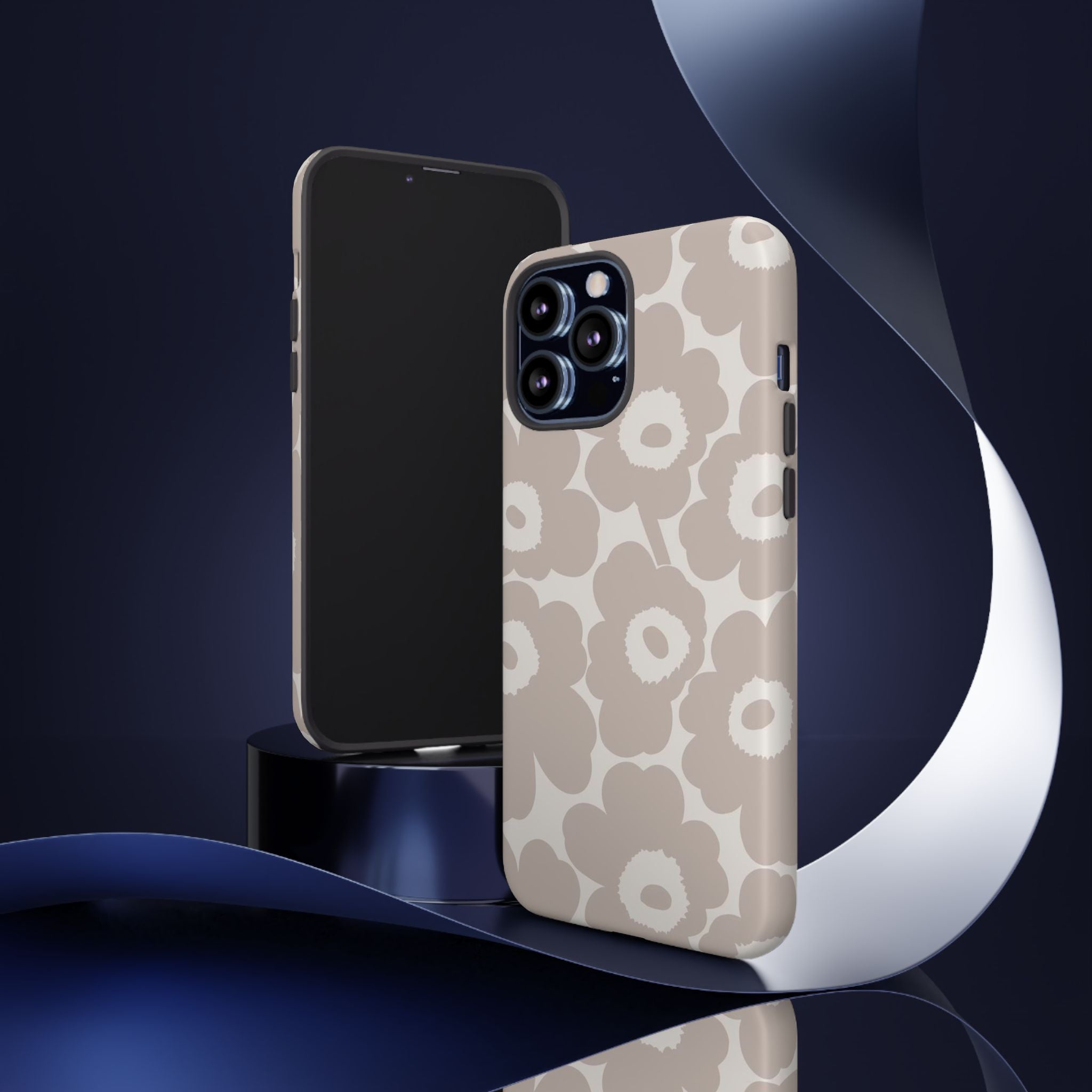 Floral Tough iPhone Case — Neutral Beige Poppy Protective Cover