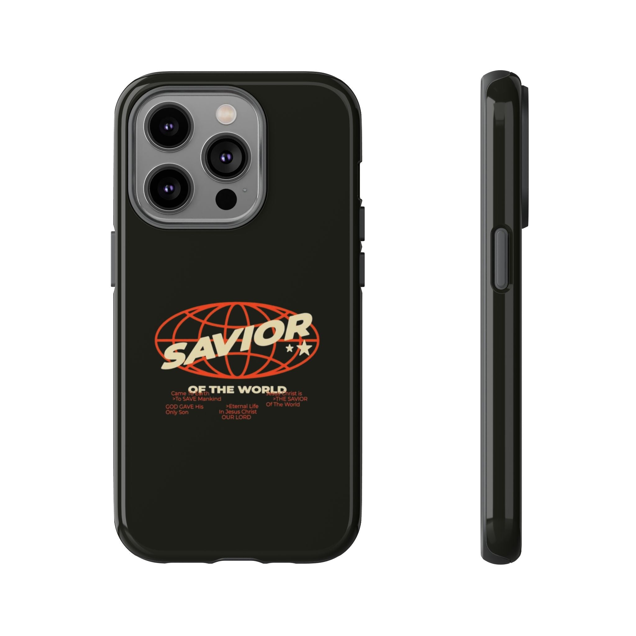 Savior of the World Black Protective Phone Case — Retro Globe Design