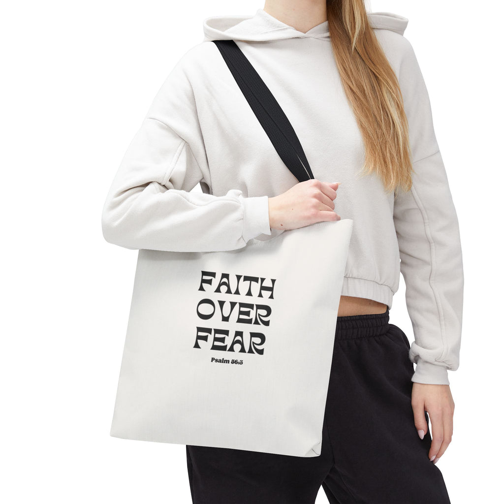 Faith Over Fear Tote Bag — Christian Inspirational Scripture Bag (Psalm 56:3)