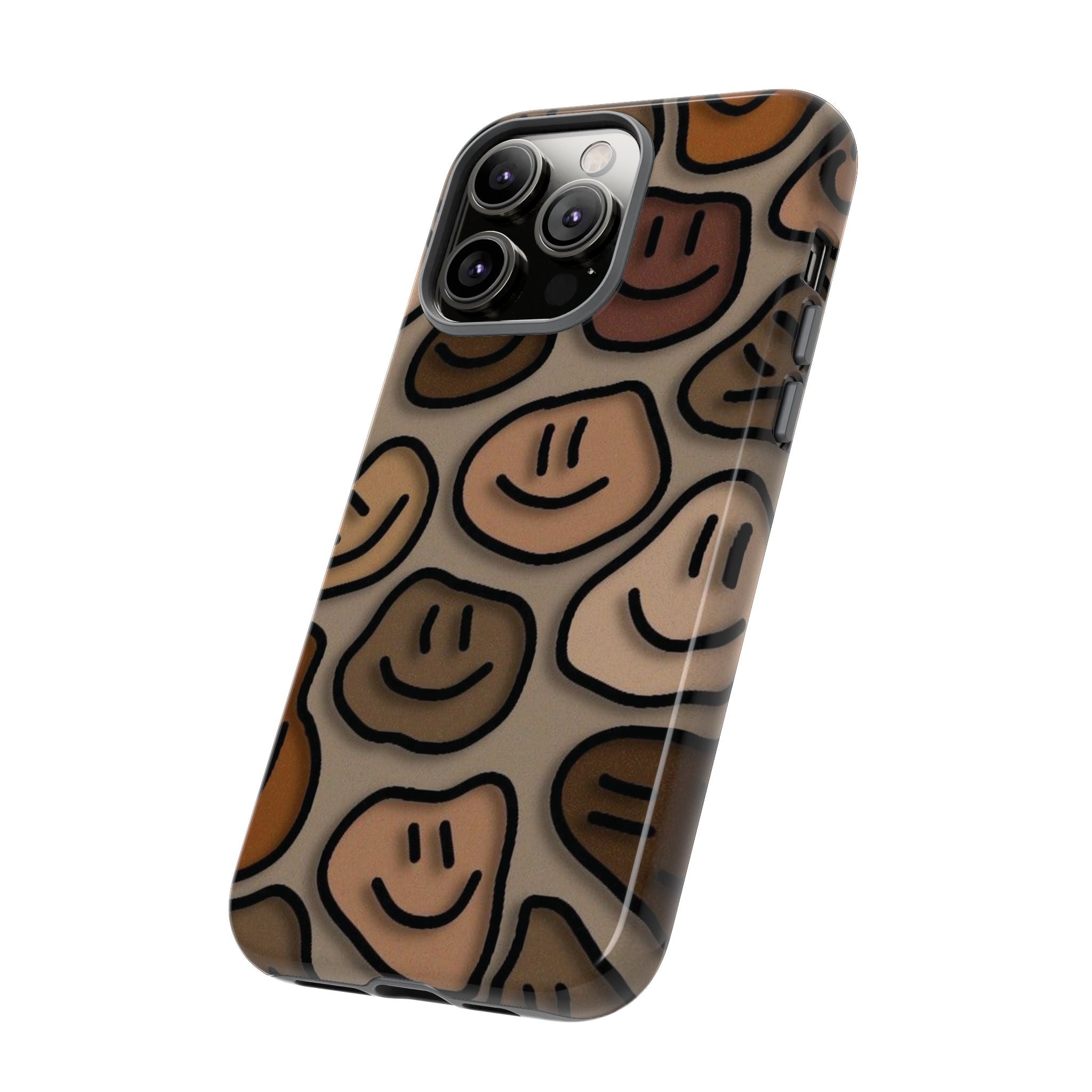 Smiley Faces iPhone Case — Neutral Brown Diverse Smiles Protective Cover