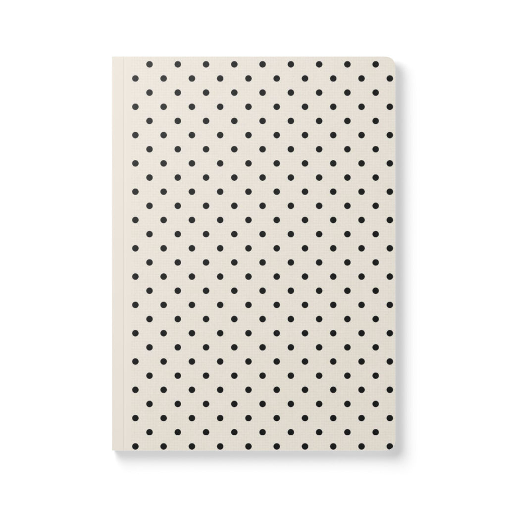 Polka Dot Softcover Journal — Cream Notebook with Black Dot Pattern, Printed Interior