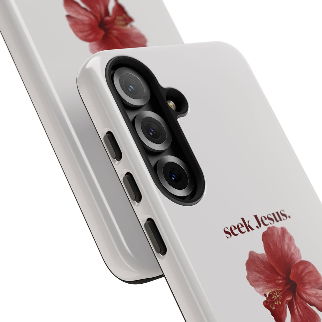 "seek Jesus." Floral Tough Protective Case