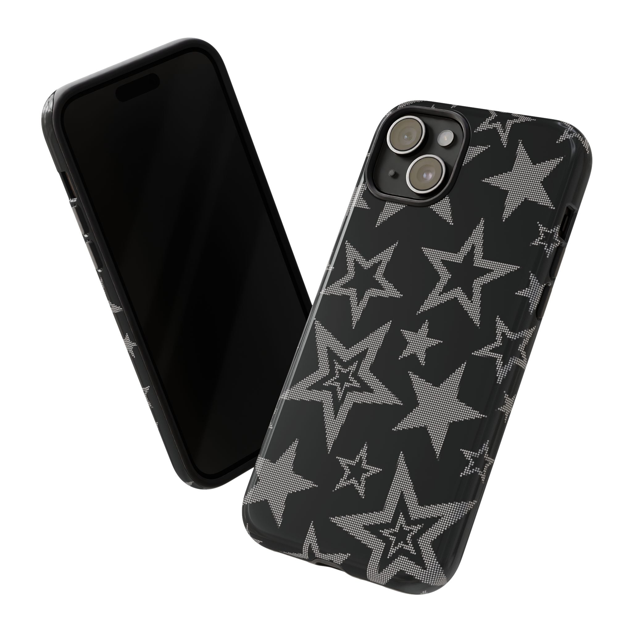 Black Star Pattern Tough Phone Case — Durable Protective Phone Cover