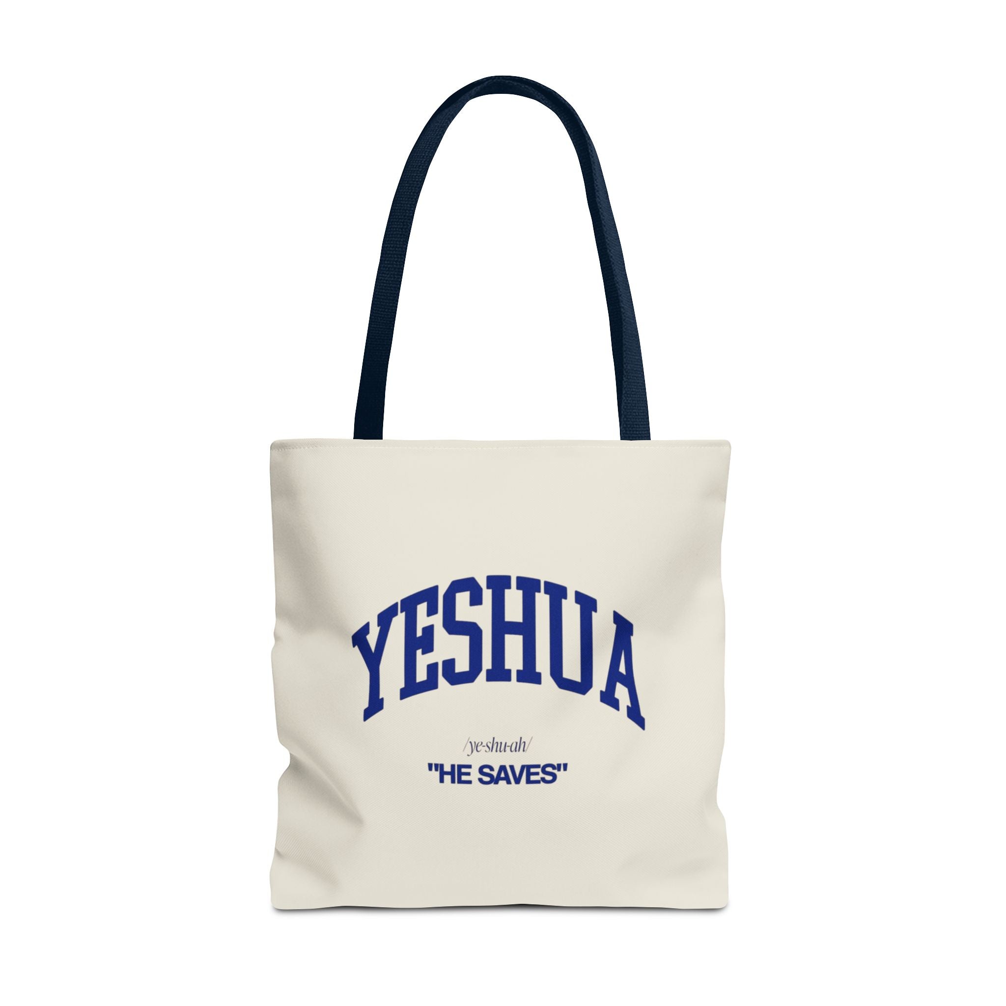 Yeshua 'He Saves' Scripture Tote Bag — Faith-Based Christian Canvas Tote