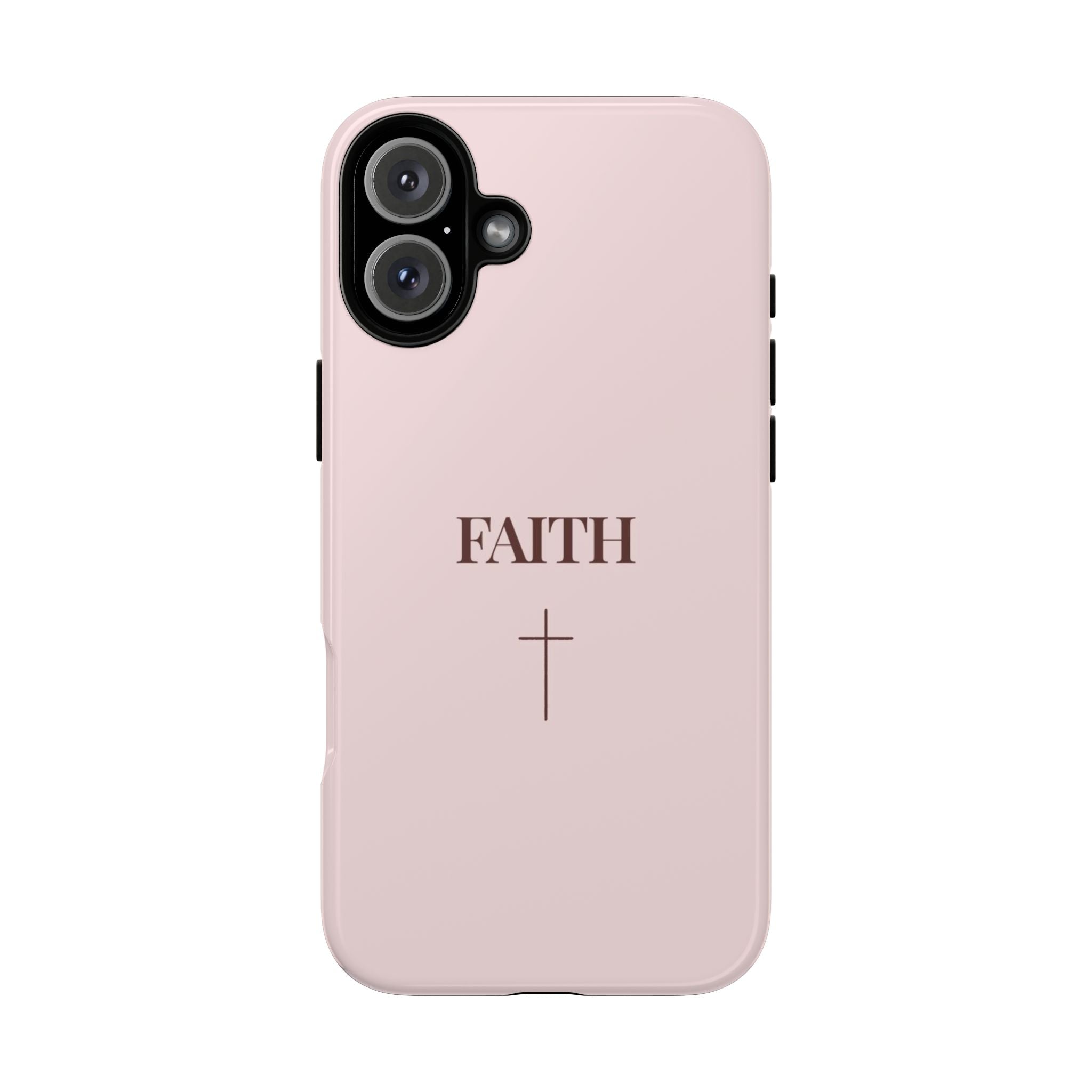 Faith Cross Tough Phone Case — Minimal Pink Christian iPhone Cover