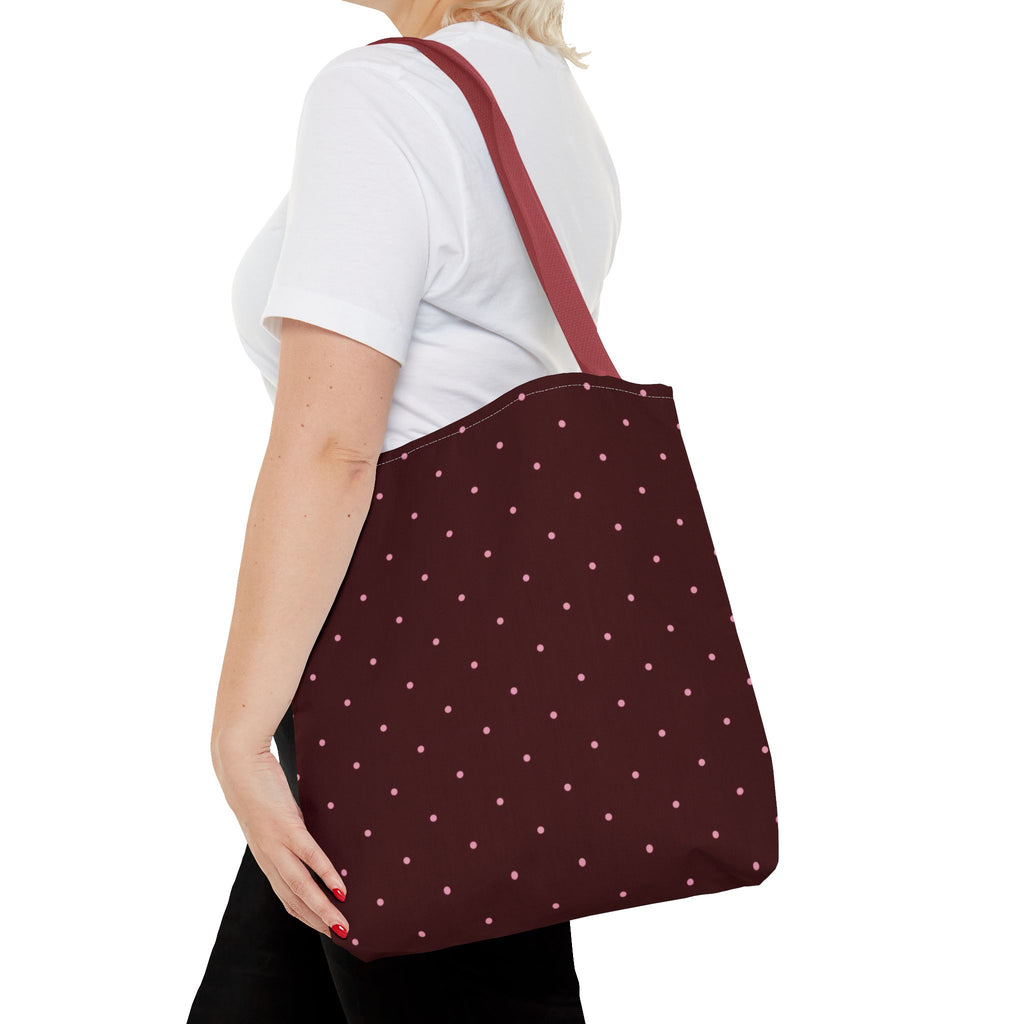 Burgundy Polka Dot Tote Bag