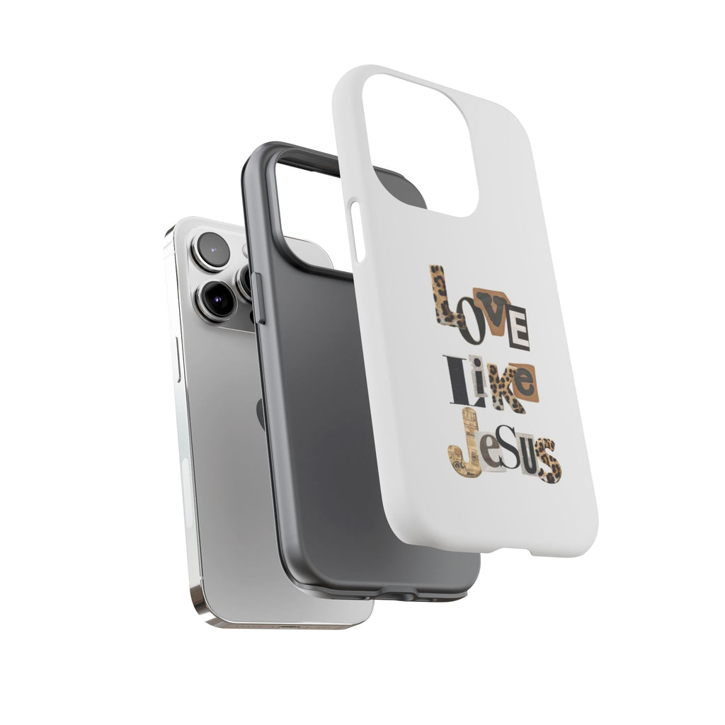 "Love Like Jesus" Leopard Print Christian Tough Phone Case