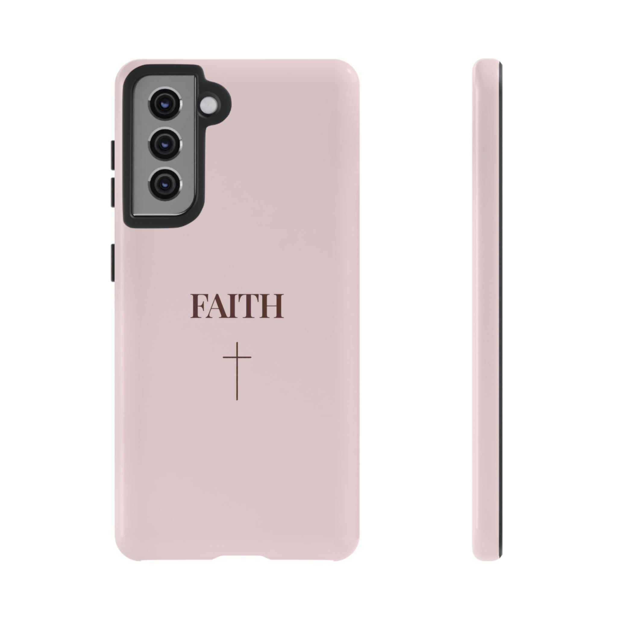 Faith Cross Tough Phone Case — Minimal Pink Christian iPhone Cover