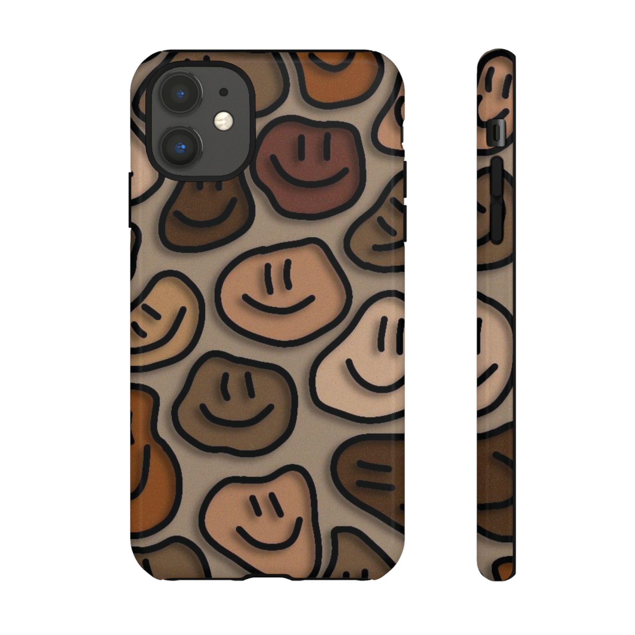 Smiley Faces iPhone Case — Neutral Brown Diverse Smiles Protective Cover