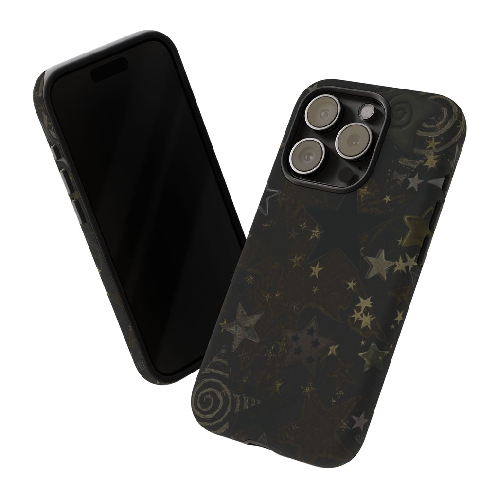 Black Starry iPhone Case – Protective Tough Case with Subtle Galaxy Pattern