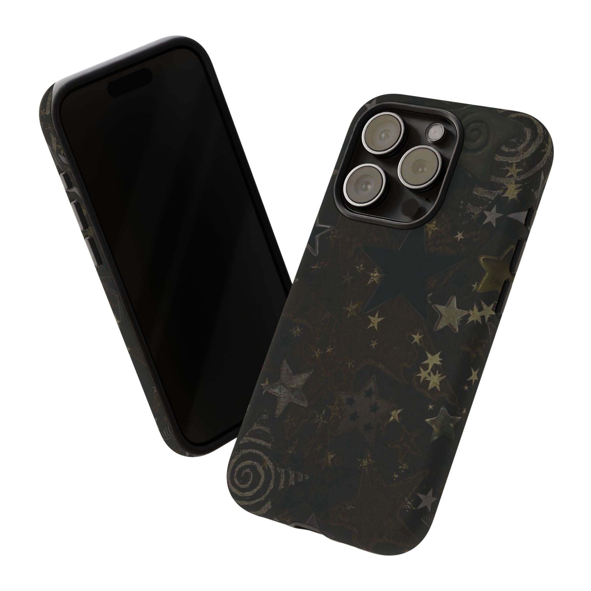 Black Starry iPhone Case – Protective Tough Case with Subtle Galaxy Pattern