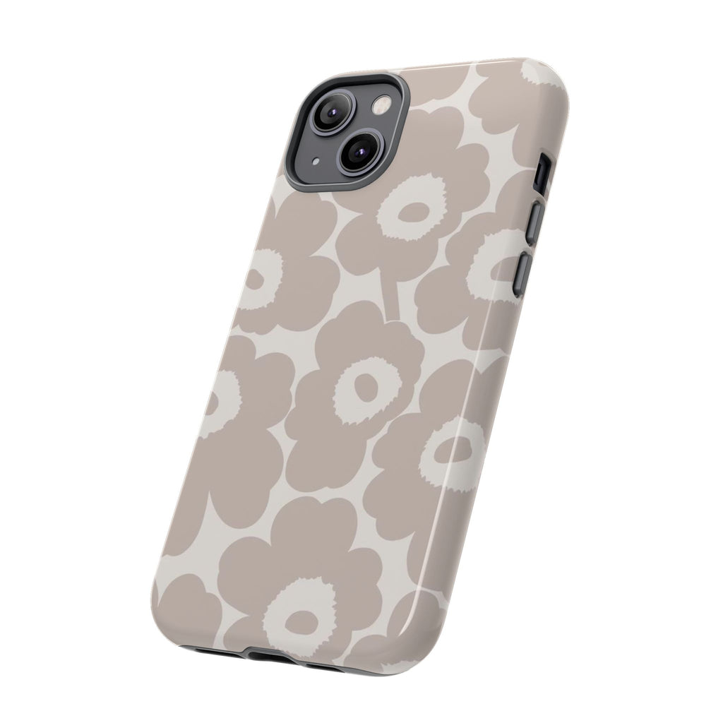 Floral Tough iPhone Case — Neutral Beige Poppy Protective Cover