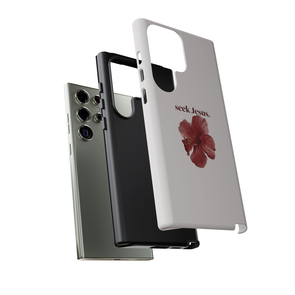 "seek Jesus." Floral Tough Protective Case