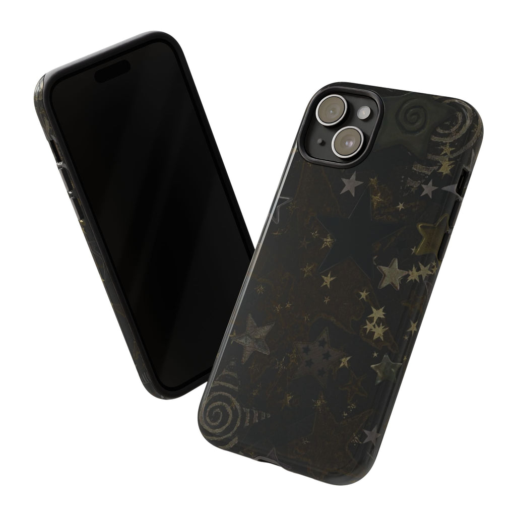 Black Starry iPhone Case – Protective Tough Case with Subtle Galaxy Pattern