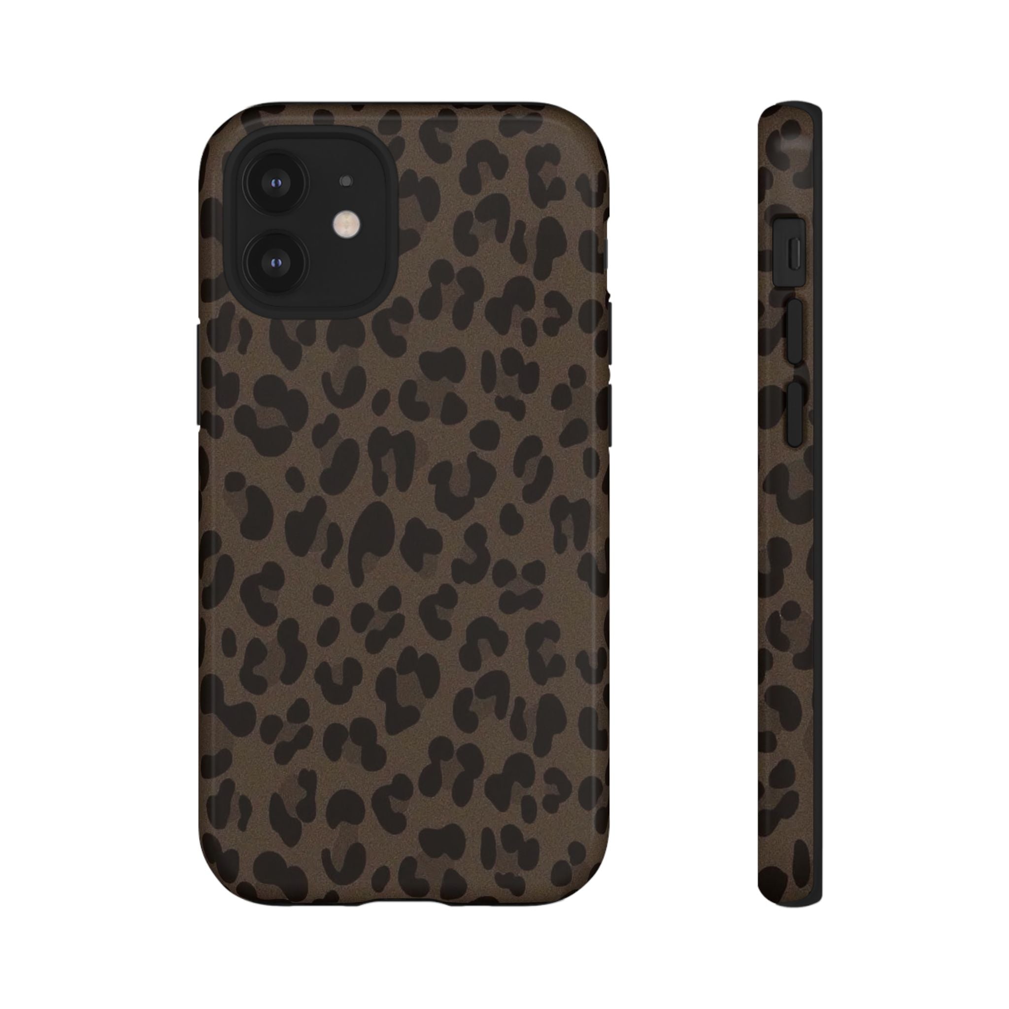 Leopard Print Tough iPhone Case — Durable Brown Animal Pattern Protective Cover