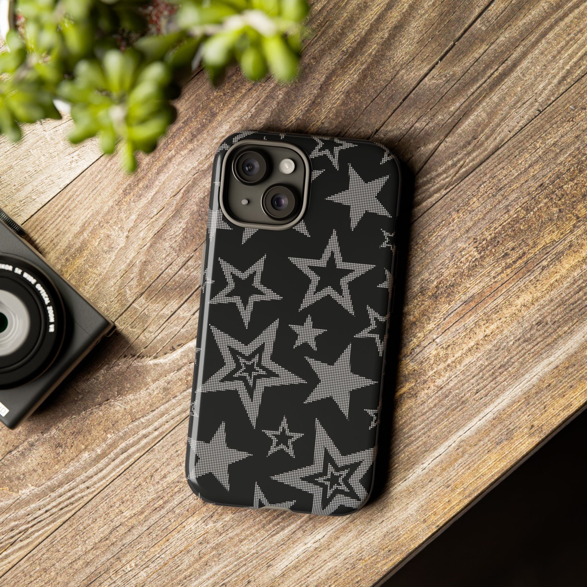 Black Star Pattern Tough Phone Case — Durable Protective Phone Cover