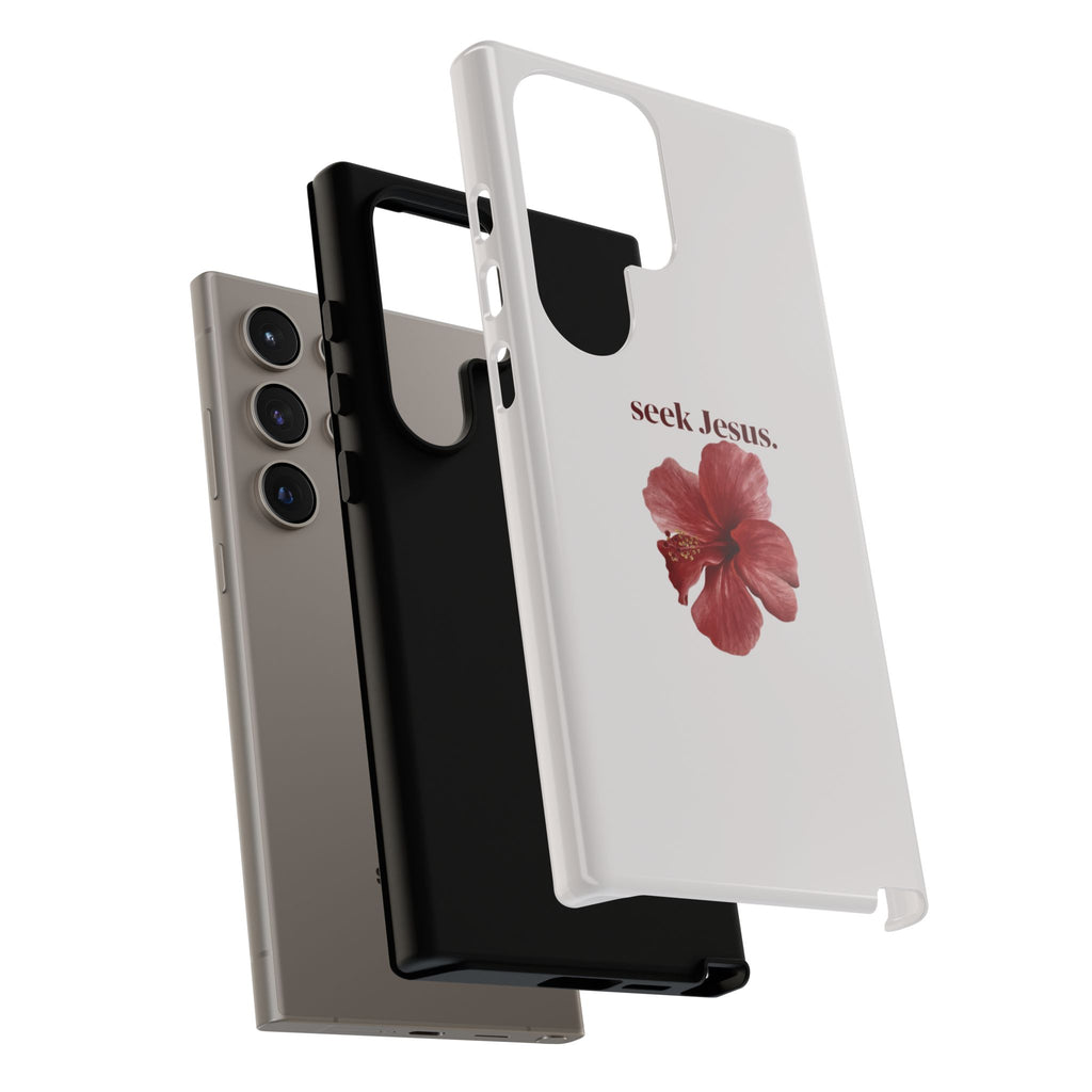 "seek Jesus." Floral Tough Protective Case