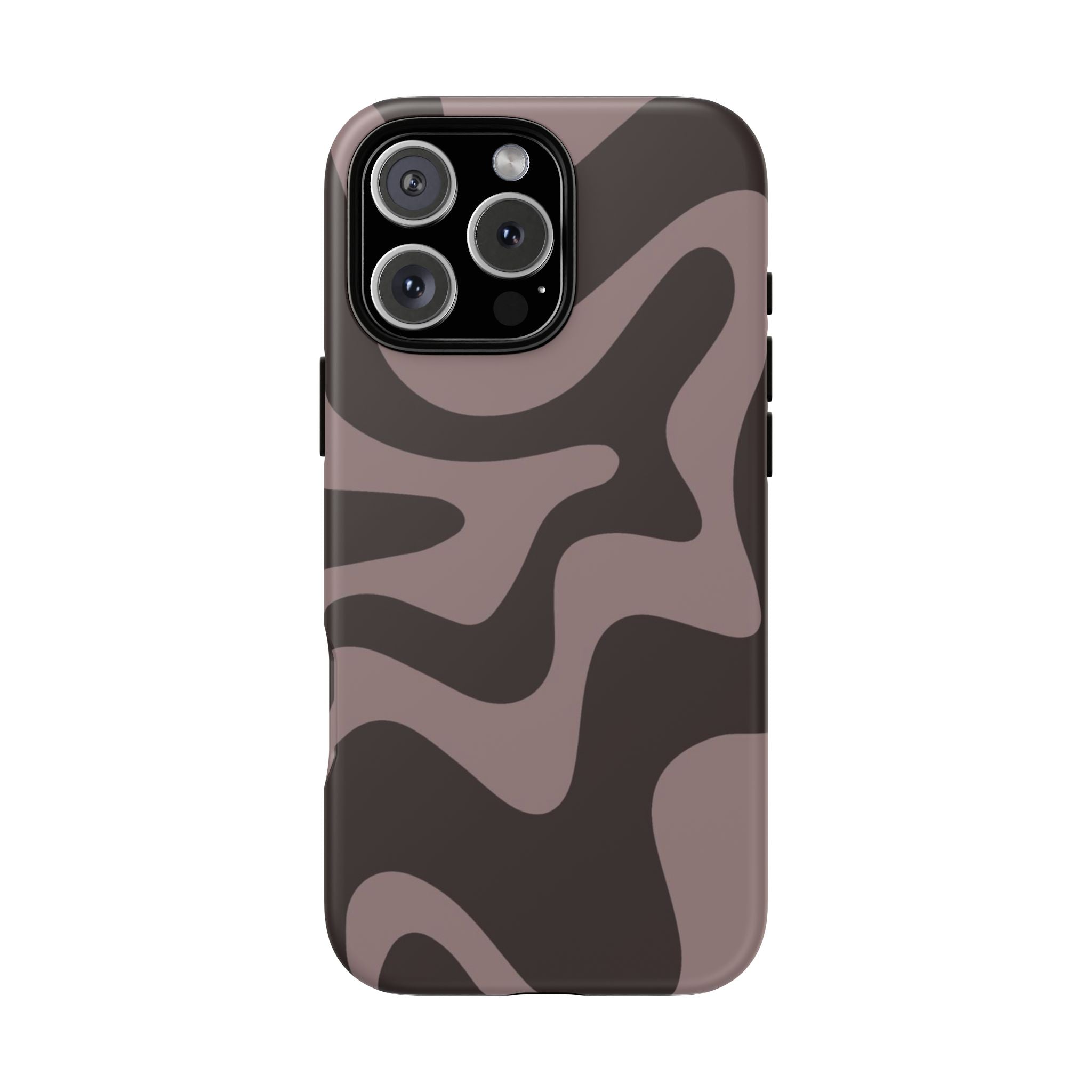 Camouflage Swirl iPhone Case — Matte Brown Abstract Camo Protective Cover