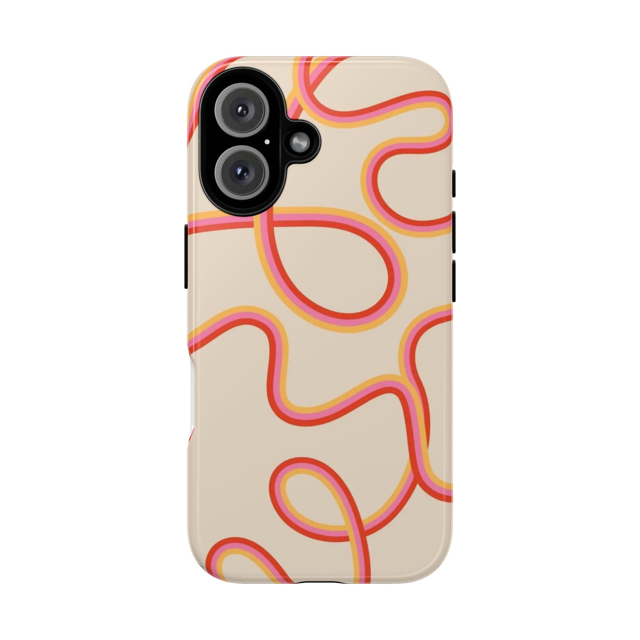 Retro Loop Pattern iPhone Case – Peach & Sunset Abstract Tough Case