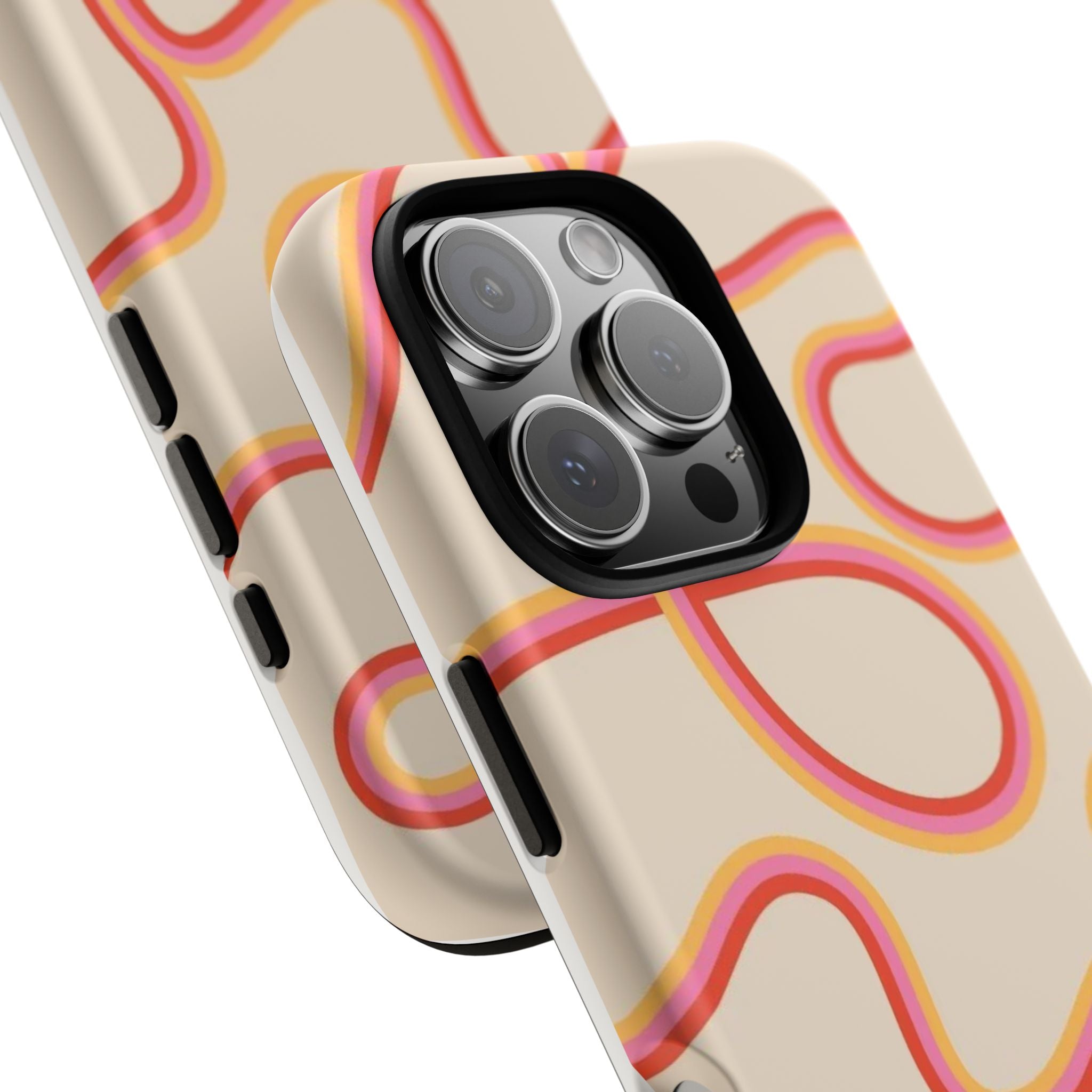 Retro Loop Pattern iPhone Case – Peach & Sunset Abstract Tough Case