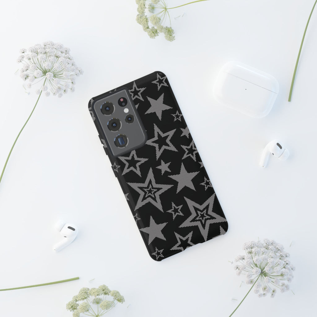 Black Star Pattern Tough Phone Case — Durable Protective Phone Cover