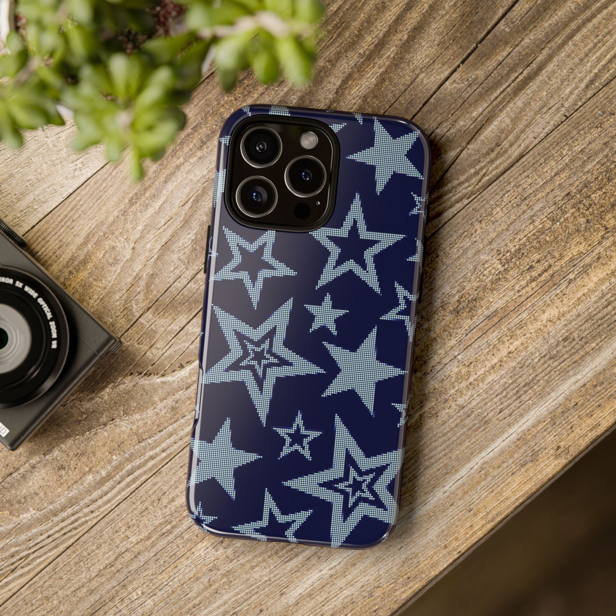 Navy Star Pattern Tough iPhone Case
