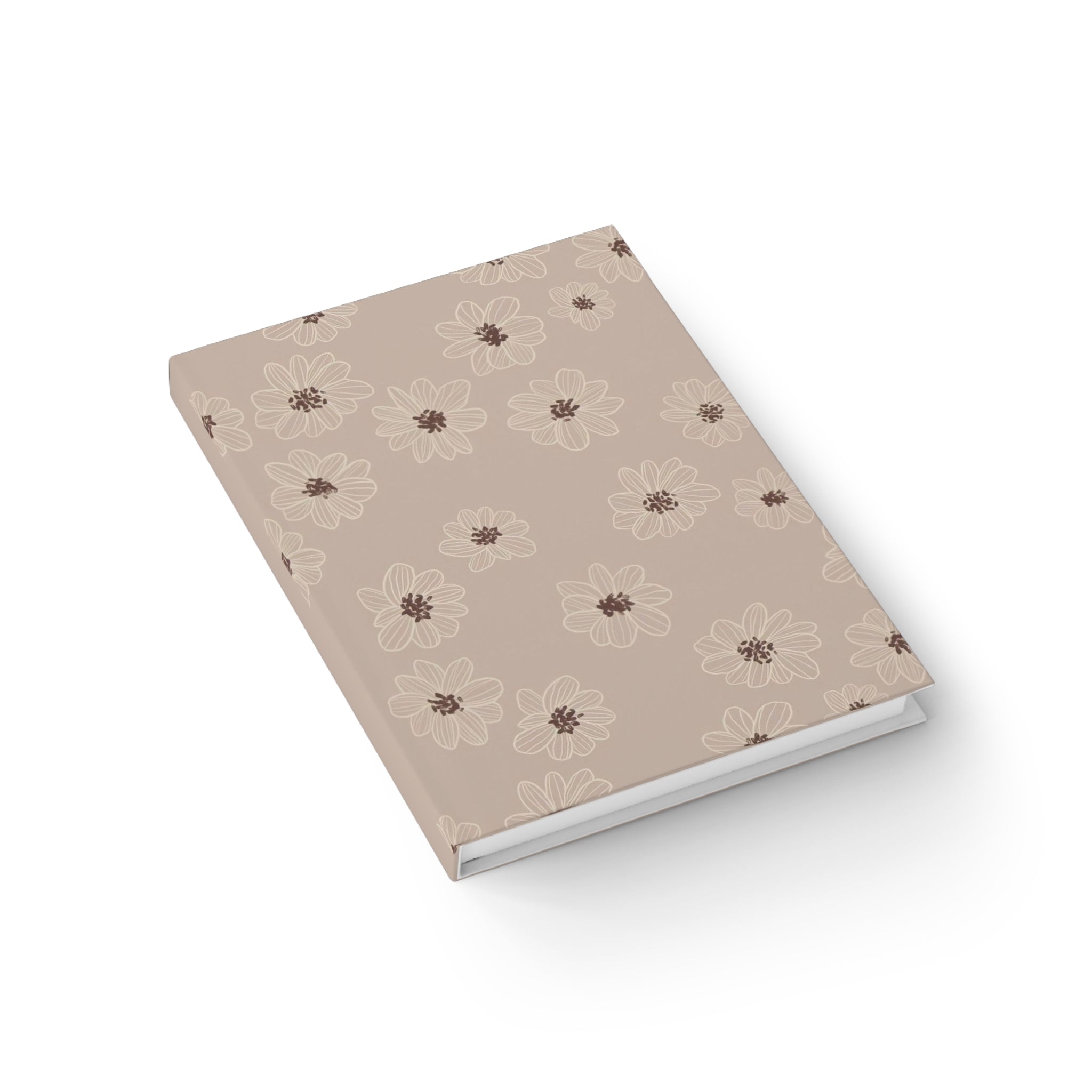 Hardcover Daisy Beige Ruled Journal — Floral Lined Notebook for Notes & Daily Planning