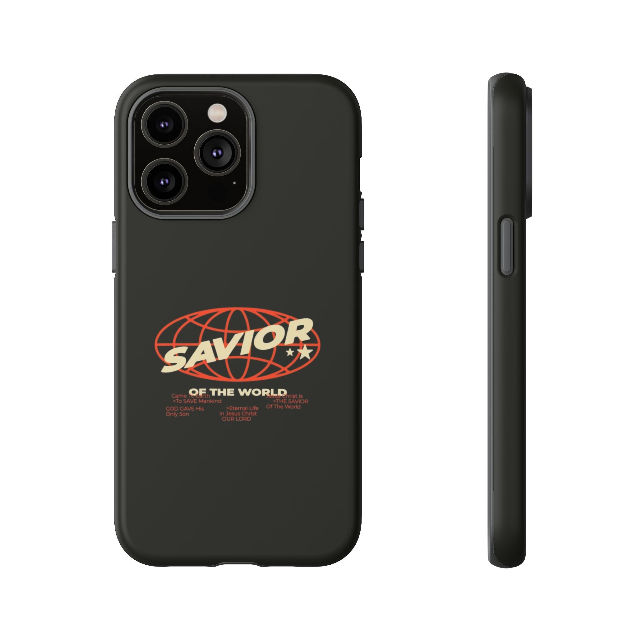 Savior of the World Black Protective Phone Case — Retro Globe Design