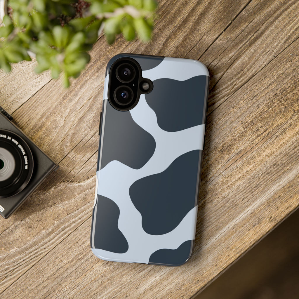 Cow Print Tough iPhone Case — Blue Black Abstract Pattern