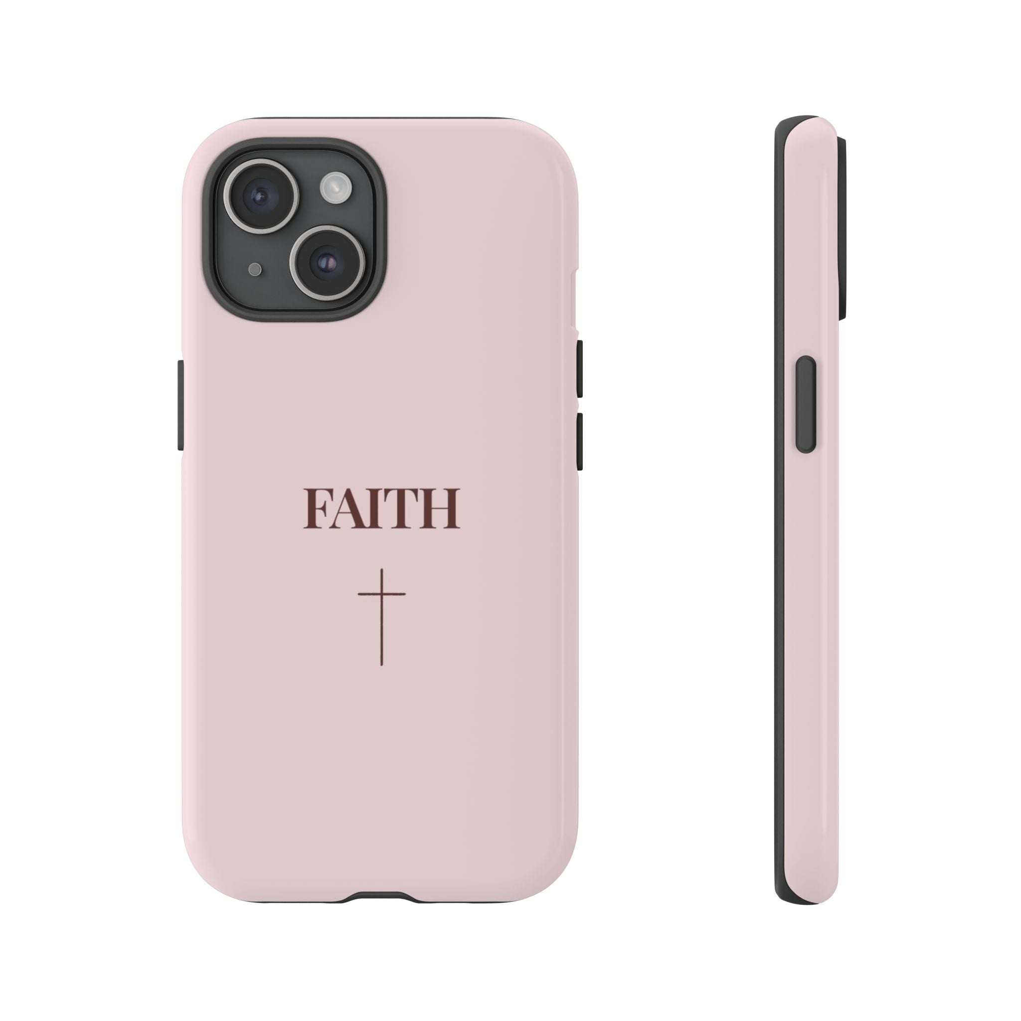 Faith Cross Tough Phone Case — Minimal Pink Christian iPhone Cover