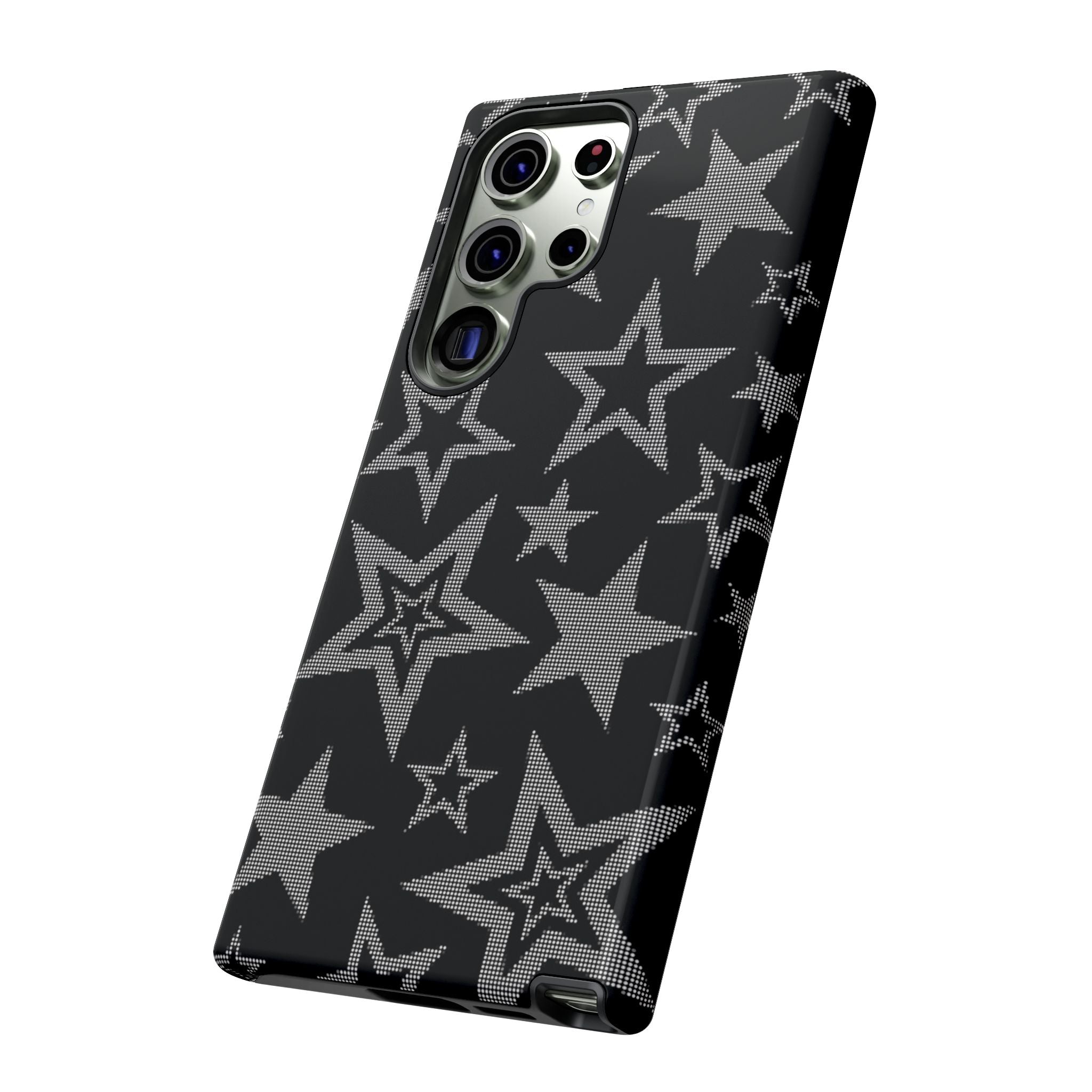 Black Star Pattern Tough Phone Case — Durable Protective Phone Cover