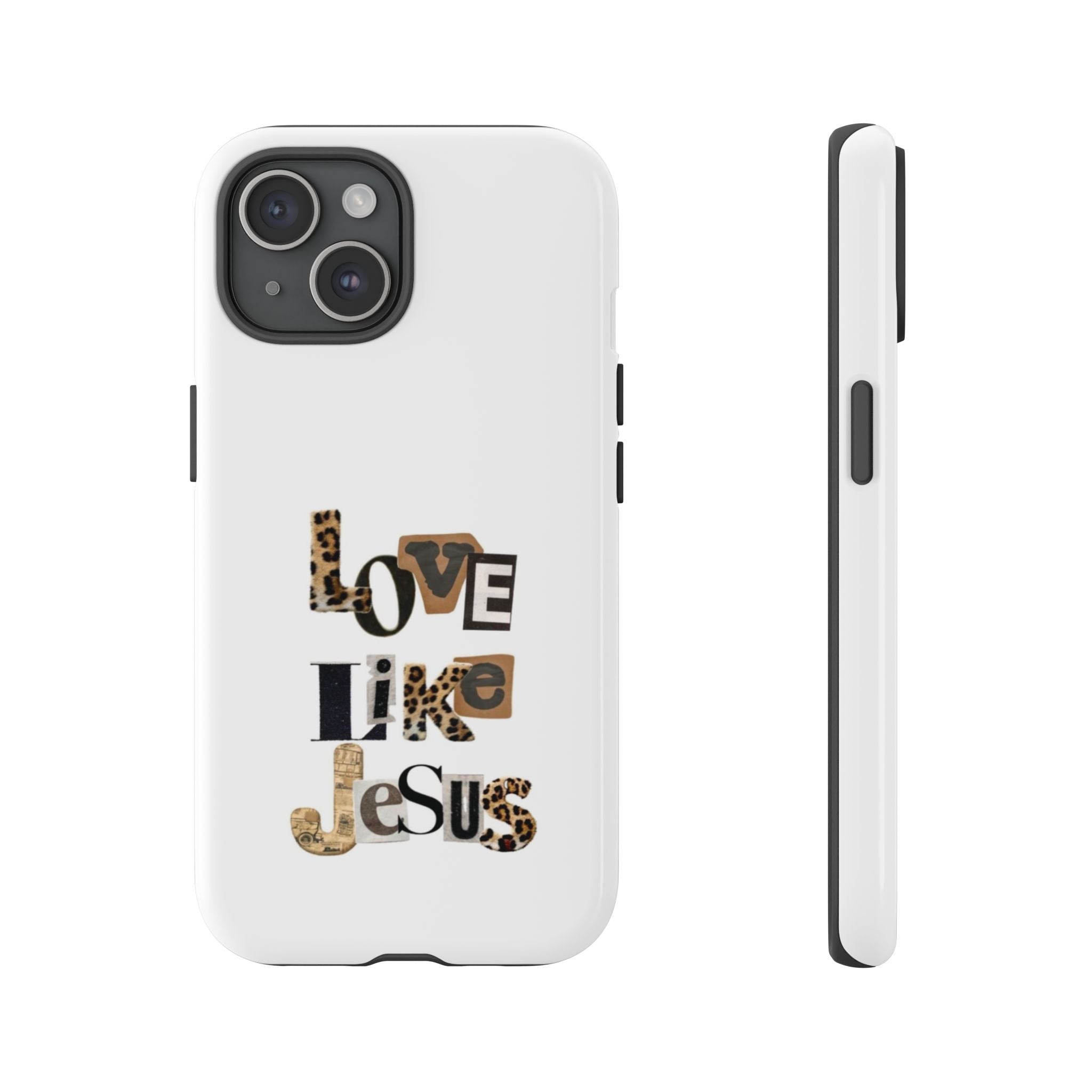 "Love Like Jesus" Leopard Print Christian Tough Phone Case