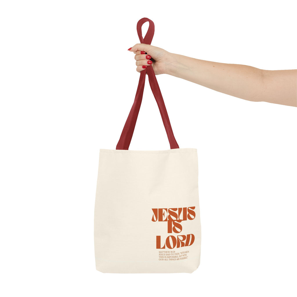"Jesus Is Lord" Tote Bag — Faith-Based Christian Quote Everyday Tote